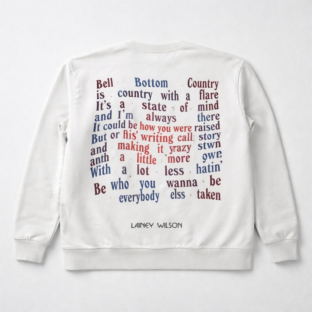 Lainey Wilson Bell Bottom Country Sweatshirt Graphic Crewneck - Picture 2 of 6